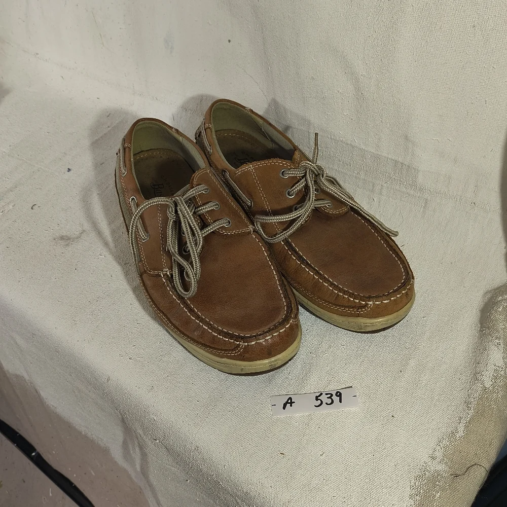 Men's Size 13 M  Brown Leather And Canvas Boat Shoes by Bass & CO
